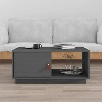 Vidaxl Klub stolić, sivi, 80x50x35,5 cm, masivni borov drvo