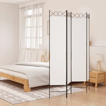 Vidaxl Pregrada za sobu s 4 panela, bijela, 160x200 cm, tkanina