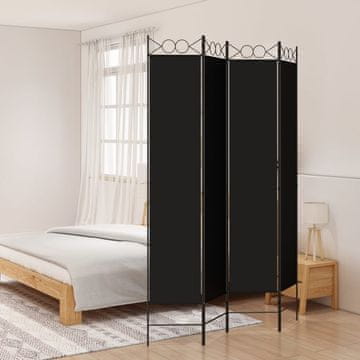 Vidaxl Pregrada za sobu s 4 panela, crna, 160 x 220 cm, tkanina