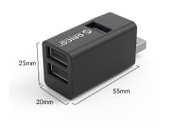 Orico Mini-U32L USB Hub sa 3 ulaza, Alu, crna (MINI-U32L-BK-BP)