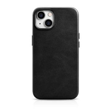 iCARER Magnetska kožna maskica za iPhone 14 Plus s MagSafe uljnim voskom i vrhunskom kožnom maskicom, crna