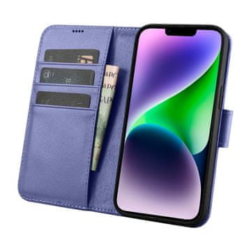 iCARER 2u1 kožna preklopna futrola za iPhone 14 Plus s anti-RFID zaštitom, svijetloljubičasta