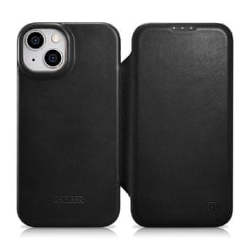 iCARER Kožna futrola za iPhone 14 Plus s magnetskim preklopom, MagSafe CE uljem i voskom, vrhunska koža, crna