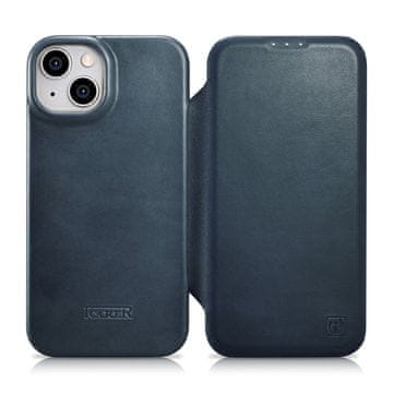 iCARER Kožna futrola za iPhone 14 Plus s magnetskim preklopom, MagSafe CE uljem i voskom, vrhunska koža, tamnoplava