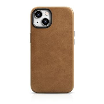 iCARER Magnetska kožna maskica za iPhone 14 Plus s MagSafe uljnim voskom, vrhunska kožna maskica, svijetlosmeđa