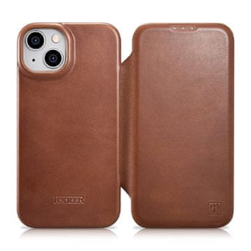 iCARER Kožna futrola za iPhone 14 Plus s magnetskim preklopom, MagSafe CE uljem i voskom, vrhunska koža, smeđa