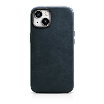 iCARER Magnetska kožna maskica za iPhone 14 Plus s MagSafe uljnim voskom, vrhunska kožna maskica, tamnoplava