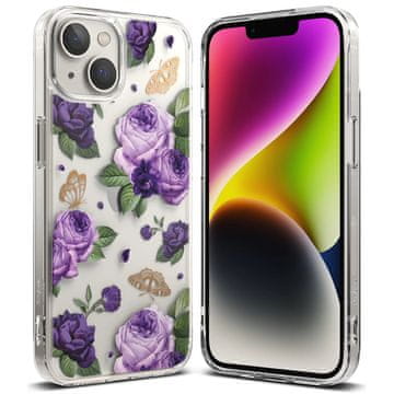 RINGKE Oklopna futrola s gel okvirom za iPhone 14 Plus Fusion Design Purple Rose prozirna