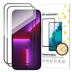 WOZINSKY SET 2x Kaljeno staklo za cijeli zaslon s okvirom za iPhone 15 Pro Max crno