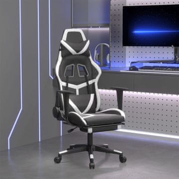 Vidaxl Masažna igraća stolica s osloncem za noge, crno-bijela