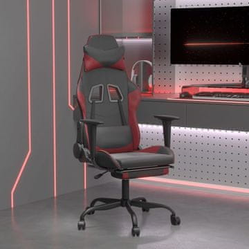 Vidaxl Gamerska stolica s osloncem za noge, crna i vinska, umjetna koža