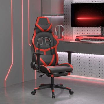 Vidaxl Gamerska stolica s osloncem za noge, crna i crvena, umjetna koža