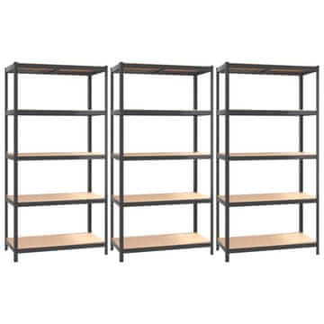 Vidaxl Police s 5 razine 3 kom antracit od čelika i konstruiranog drva