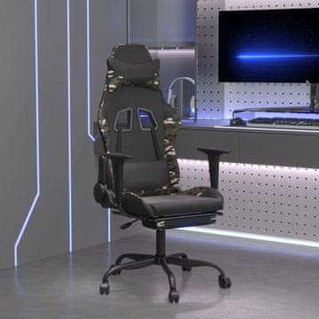 Vidaxl Gamerska stolica s osloncem za noge, crna i kamuflažna, umjetna koža