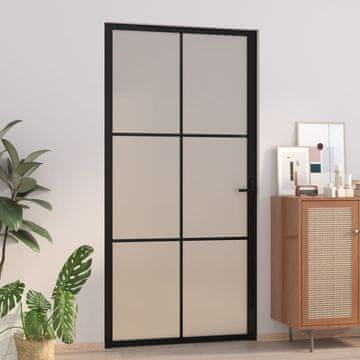 Vidaxl Unutarnja vrata 102,5 x 201,5 cm Crno staklo i aluminij