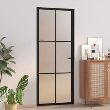 Vidaxl Unutarnja vrata 83x201,5 cm Crno matirano staklo i aluminij