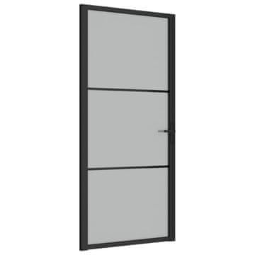 Vidaxl Unutarnja vrata 93 x 201,5 cm crna od mat stakla i aluminija