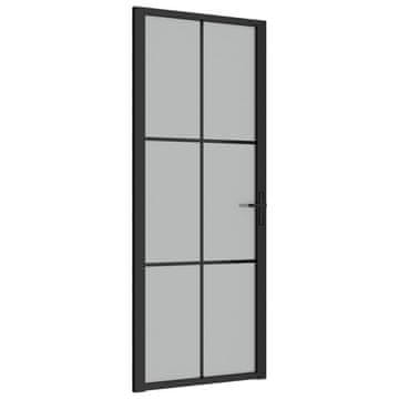 Vidaxl Unutarnja vrata 83 x 201,5 cm crna od mat stakla i aluminija