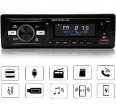 Dexxer 1DIN auto radio 4x50W MP3 2x USB 3.0 Bluetooth 12V