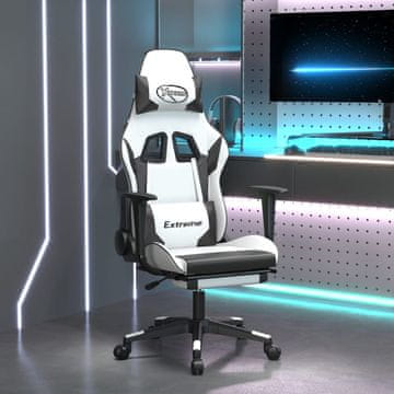 Vidaxl Gamerska stolica s osloncem za noge, crno-bijela, umjetna koža