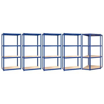 Vidaxl Police s 4 razine 5 kom Plava od čelika i konstruiranog drva