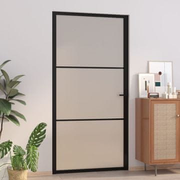 Vidaxl Unutarnja vrata 102,5 x 201,5 cm Crno staklo i aluminij