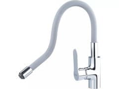 BALLETTO Mješalica za umivaonik 81121, mješalica za umivaonik na postolju s fleksibilnom rukom, 35 mm, siva