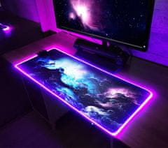 Dexxer Osvijetljena XL LED RGB računalna podloga za miš i tipkovnicu 80x30cm COSMOS
