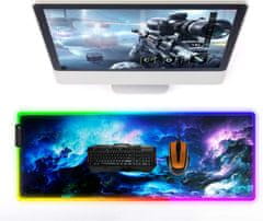 Dexxer Osvijetljena XL LED RGB računalna podloga za miš i tipkovnicu 80x30cm COSMOS