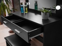 Aga Toaletni stolić s ogledalom i osvjetljenjem + tabure Mat Crni