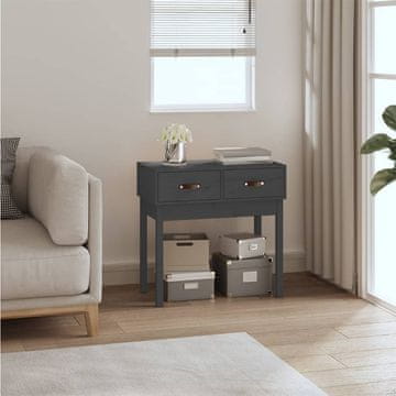 Vidaxl Konzolni stolić sivi 76,5 x 40 x 75 cm masivni borov drvo