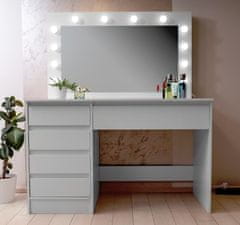 Aga Toaletni stolić s ogledalom i osvjetljenjem Mat bijeli