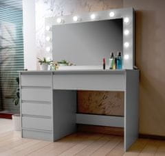 Aga Toaletni stolić s ogledalom i osvjetljenjem Mat bijeli