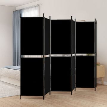 Vidaxl Pregrada za sobu sa 6 panela, crna, 300 x 180 cm, tkanina