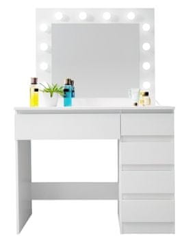 Aga Toaletni stolić s ogledalom i osvjetljenjem Mat bijeli