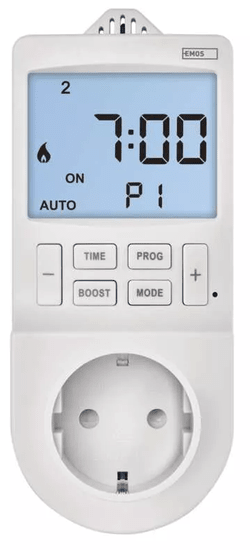 EMOS P5660SH termostat s utičnicom s funkcijom digitalnog timera 2u1, Schuko