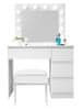Aga Toaletni stolić s ogledalom i osvjetljenjem + tabure Mat bijeli