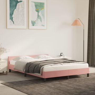 Vidaxl Okvir kreveta s uzglavljem bez madraca roza 140x190 cm baršun