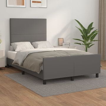 Vidaxl Okvir kreveta s uzglavljem sivi 120x200 cm umjetna koža