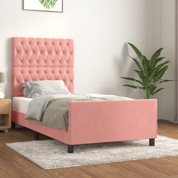 Vidaxl Okvir kreveta s uzglavljem roza 90x190 cm baršun