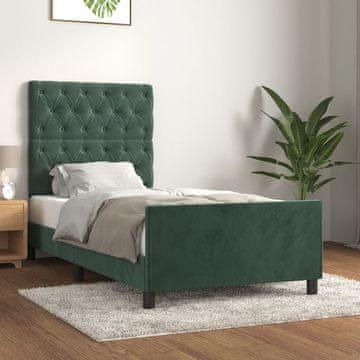 Vidaxl Okvir kreveta bez madraca tamnozeleni 80x200 cm baršun