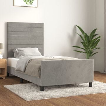 Vidaxl Okvir kreveta bez madraca svijetlosivi 100x200 cm baršun