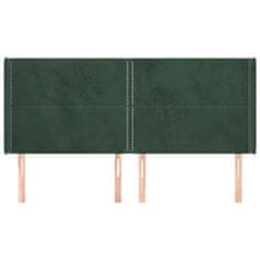 Vidaxl Uzglavlje s ušima tamnozeleno 203x16x118/128 cm baršunasto