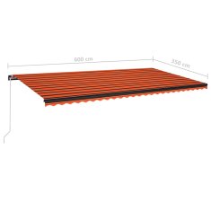 Vidaxl Tenda na ručno uvlačenje 600 x 350 cm narančasto-smeđa