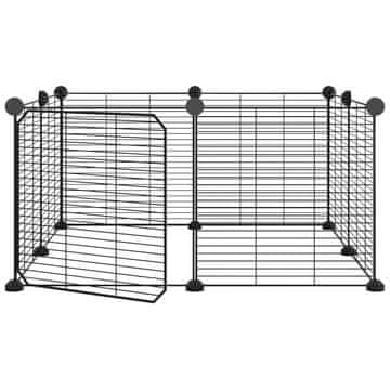 Vidaxl Kavez za kućne ljubimce s 8 panela i vratima crni 35x35 cm čelik