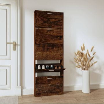 Vidaxl Stalak za cipele dimljeni hrast 59x17x169 cm