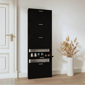 Vidaxl Ormarić za cipele, crni, 59x17x169 cm, materijal na bazi drva