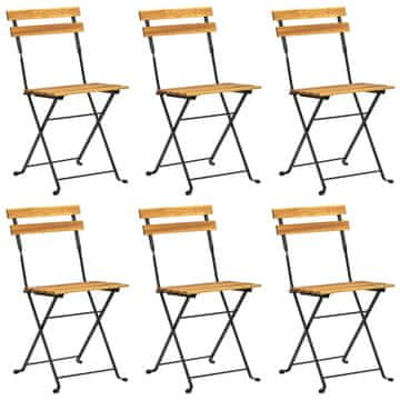 Vidaxl Sklopive vrtne stolice 6 kom čelik i masivno bagremovo drvo