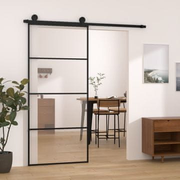 Vidaxl Klizna vrata s okovima, 90x205 cm, ESG staklo i aluminij
