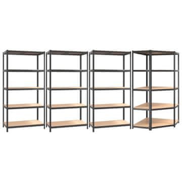 Vidaxl Police s 5 razine 4 kom antracit od čelika i konstruiranog drva